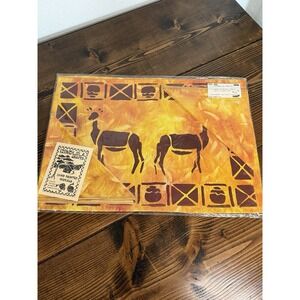 Vintage South African Hand Dyed & Painted Tie Dye Safari Placemat & Napkin Set